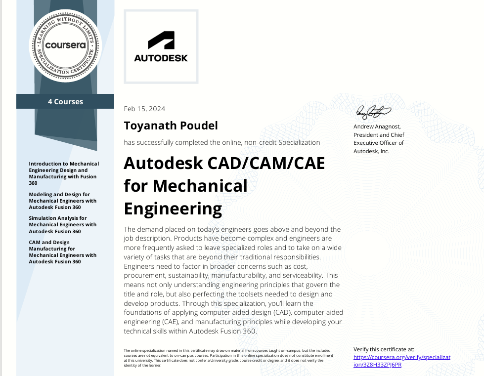 CAD/CAM Certificate